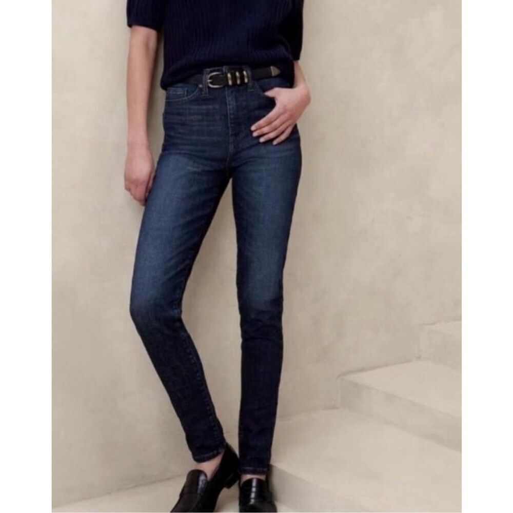 Womens Banana Republic Mid Rise Dark Rinse Skinny Ankle Avery Wash Jeans - Sz 27